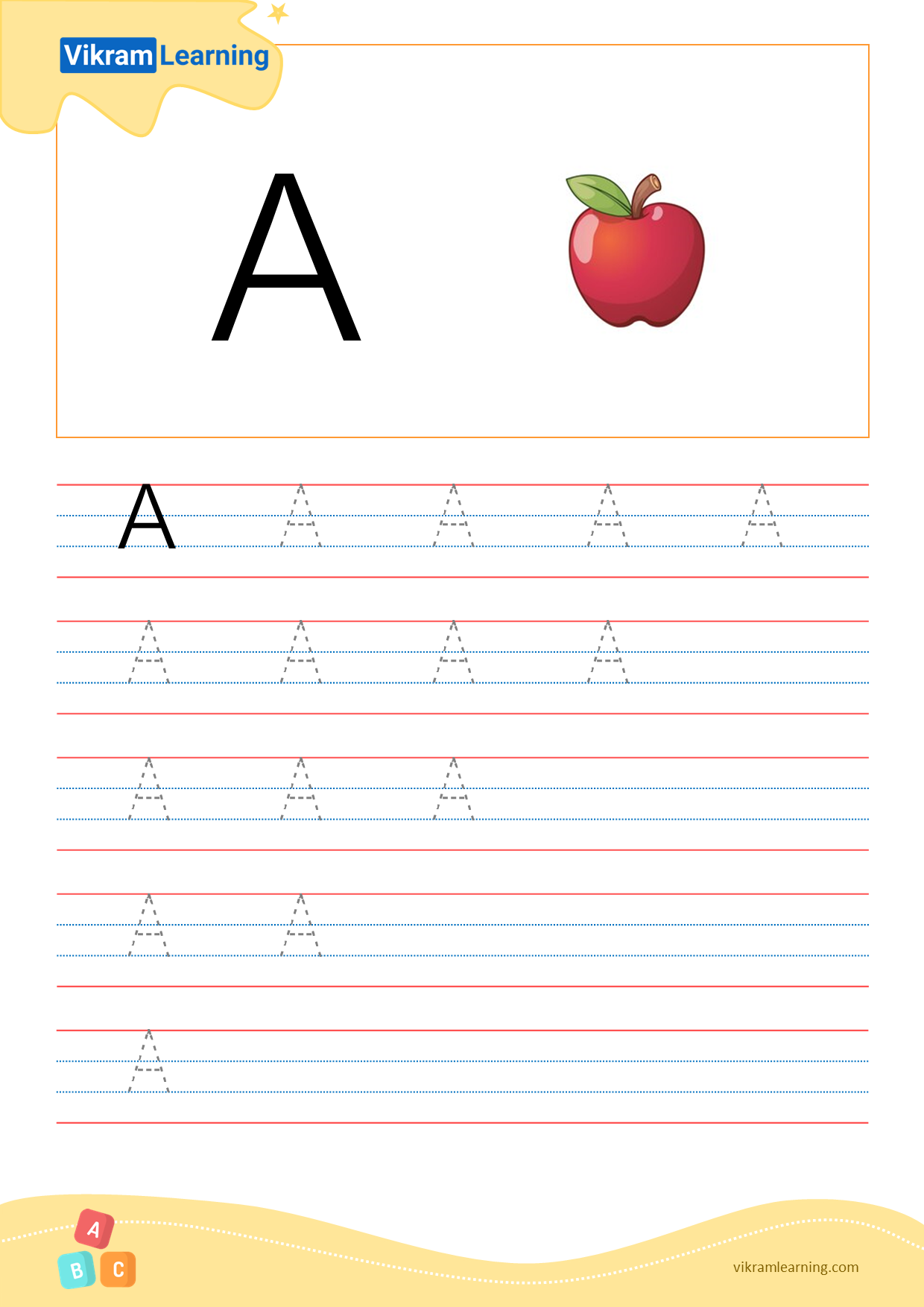Download free worksheets - Alphabet A