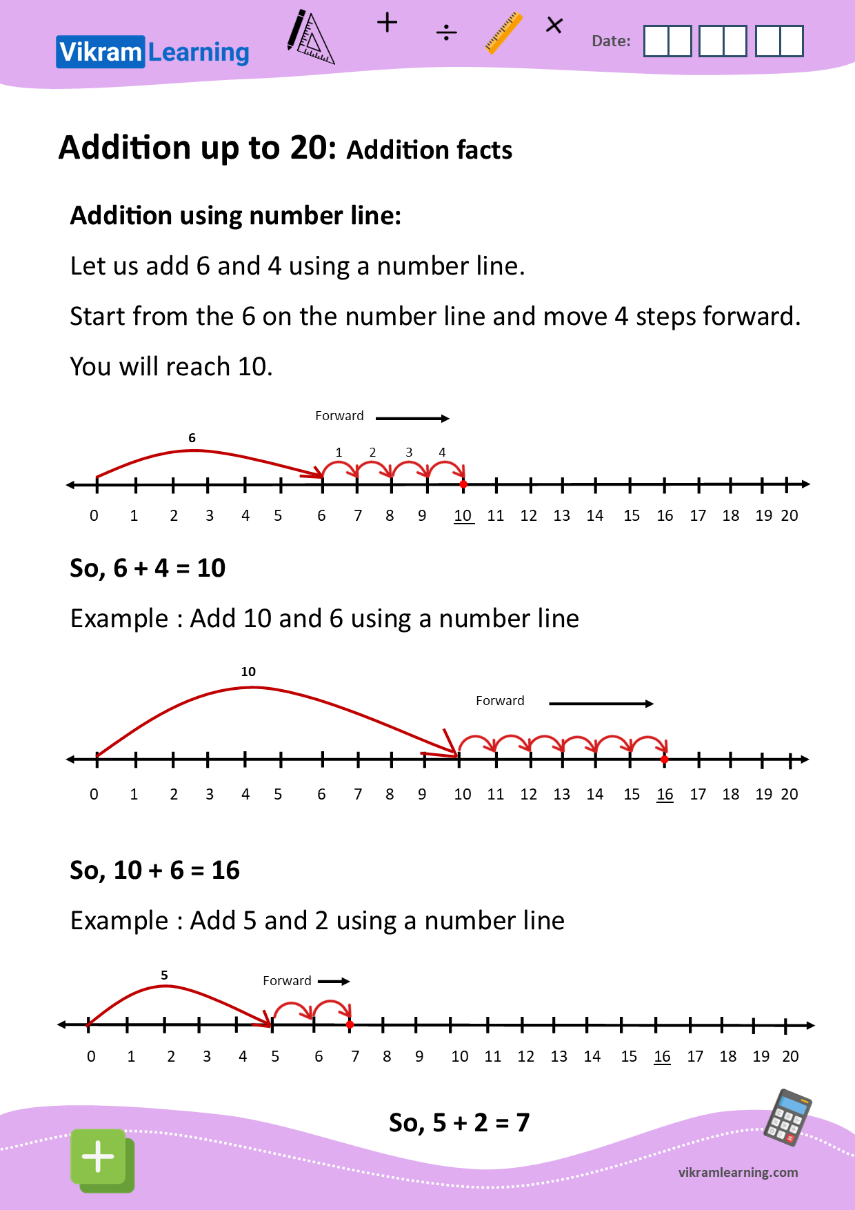 Maths addition facts worksheet